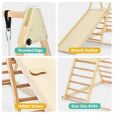 4-in-1 Folding Eco Wood Montessori Climbing Gym with Swing | Slide | Climbing Wall | Natural | 3 Years+