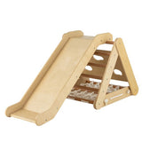 4-in-1 Children's Eco Birch Wood Climbing Frame | Montessori Pikler Triangle, Slide & Climber in Natural Wood