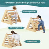 4-in-1 Kids Eco Birch Wood Climbing Frame | Montessori Pikler Triangle, Slide & Climber | Natural Wood