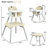 Convertible Baby High Chair with Removable Tray Beige