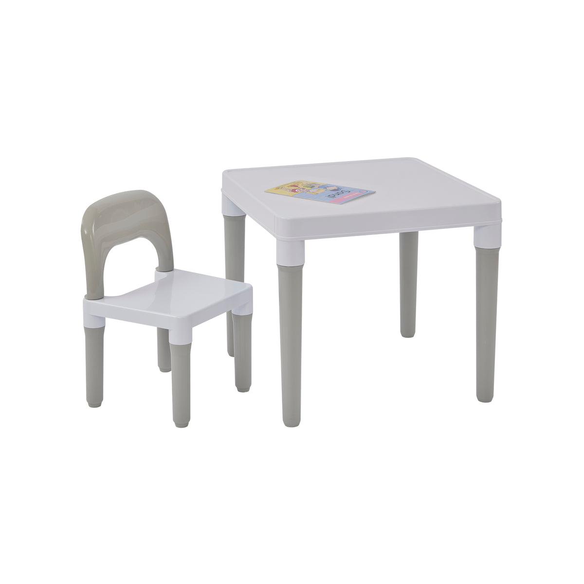 Kids Modern Indoor & Outdoor Solid Plastic Table & Chair | White Grey ...