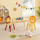 Wooden children’s table and chairs jungle design with monkey and lion