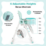 Height adjustable and portable baby high chair