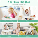 Folding Adjustable High Chair with 5 Recline Positions for Babies and Toddlers Beige