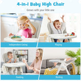 Folding Baby High Chair with 5 Recline Positions for Babies Toddlers Grey