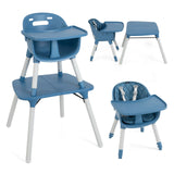 Convertible Baby High Chair with 2-Position Removable Tray Blue