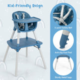 Convertible Baby High Chair with 2-Position Tray Blue