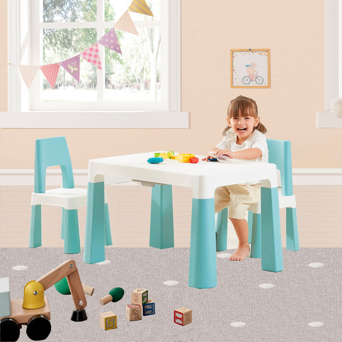 GrowwithMe Height Adjustable Childrens Table & Chairs 18 yrs www
