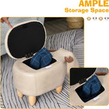 Kids 4-in-1 Stool, Storage Box, Footrest & Seat | Toy Box | Cute Bison Animal | Beige