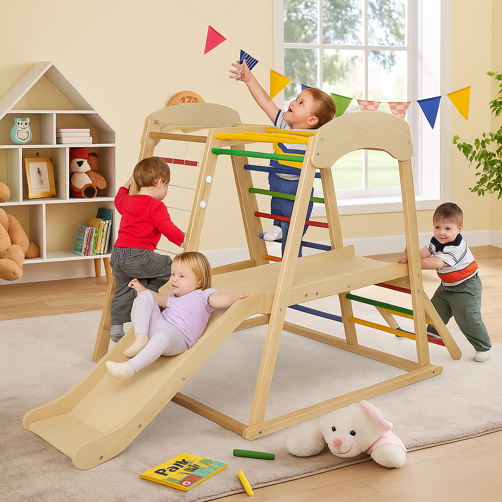 モンテッソーリ キッズ エコウッド 6-in-1 屋内ジム | クライマー