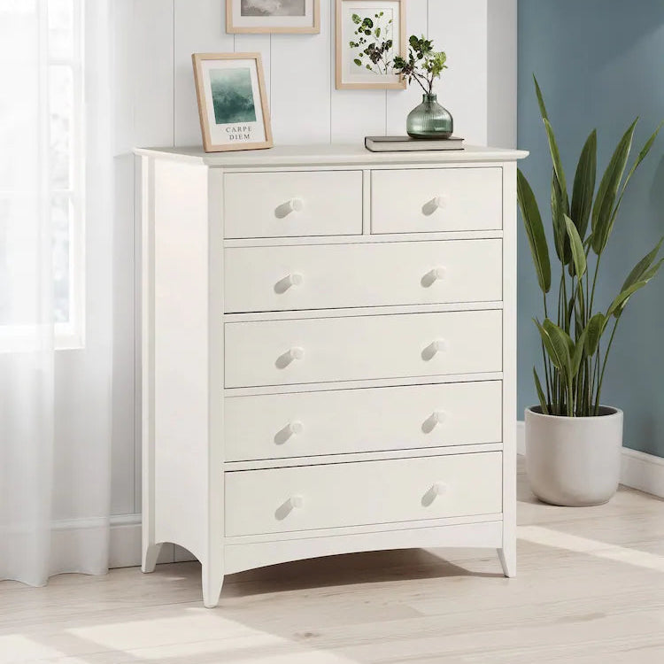 6 Drawer Classic Shaker Style Pine Chest of Drawers | Stone White   www.littlehelper.co.uk