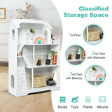 White 3 Tier Large Wooden Montessori Dollhouse Bookcase | Toy Storage
