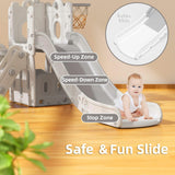 Montessori Children’s Slide Set | Basketball Hoop | Castle | Bridge | Indoor and Outdoor Use | Storage | Beige or Blue