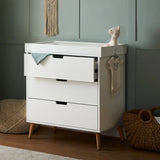 Scandi design Inspired Baby Changing Unit | Chest of Drawers | Baby Dresser | White & Natural