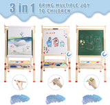 Kids Montessori Height Adjustable Folding Wooden Easel | Whiteboard, Blackboar
