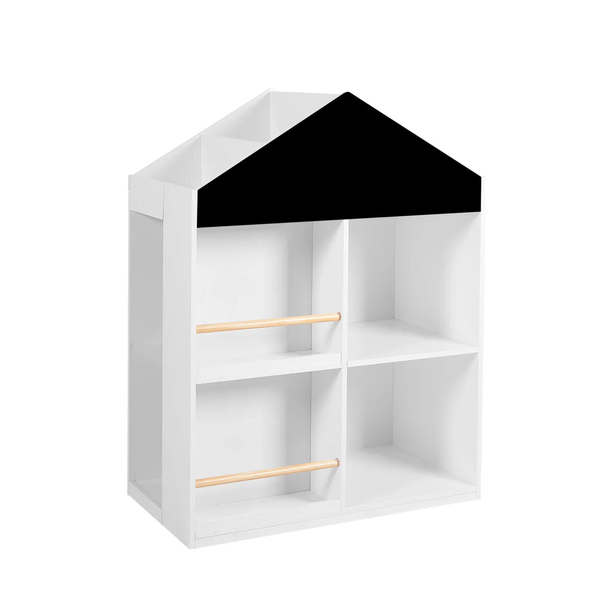 Large Scandi Montessori Wooden Dolls House Kids Bookcase Toy Storage Box White H 96cm 12m