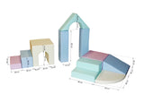 11 Piece XL Montessori Soft Play Equipment | Climb & Slide Foam Play Set | Pastels | 6m+