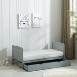 Eco New Zealand Wood PEBBLES 2-in-1 Height Adjustable Cot Bed  | Underbed Storage | Junior Bed | Warm Grey