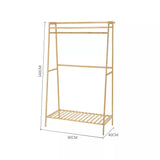 Eco 100% Bamboo Wood  Clothes Rails |  Wood Clothes Rack |  2 Shelves & Side Hooks  Natural | 1.4m High