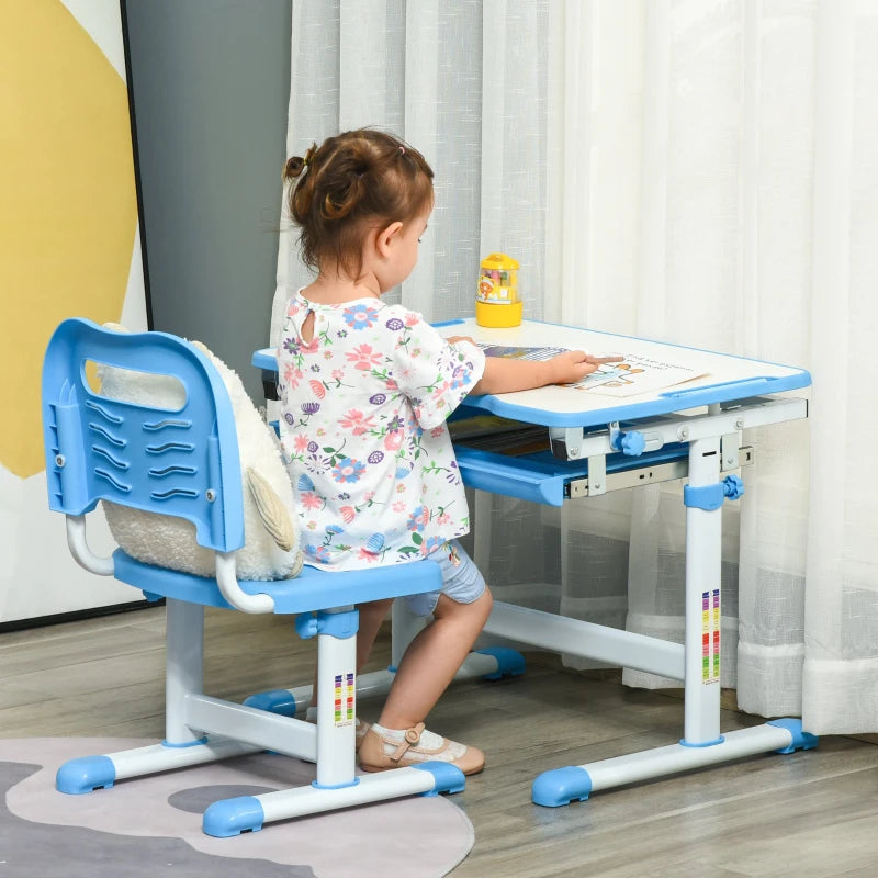 Childrens Height Adjustable Desk Ergonomic Chair Blue 6-12