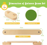 Children balance beam set with wooden felt covered disks