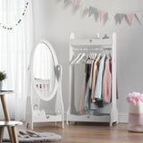 Montessori Wooden Sweetheart Dress-up Rail | Clothes Rail & Mirror | White | 3-13 Years