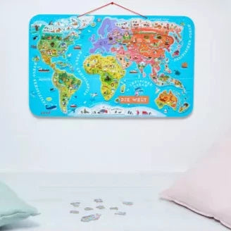 Large 92PC Eco Wooden Montessori Magnetic World Map Puzzle – www