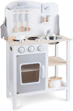 Montessori Wooden Toy Kitchen with Realistic Accessories & Blackboard | Natural & White