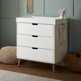Scandi-Inspired Baby Changing Unit | Chest of Drawers | Baby Dresser | White and Natural