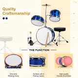 3 Piece Childrens Drum Set Junior Kids Drum Kit with
