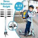 Height Adjustable Folding Stunt Scooter | Adjustable T-Bar | Push Kick | Light Up 2 Wheels | Blue | 4-13 Ages