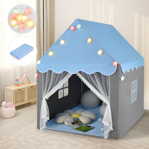Large Kids Play House Children Indoor Outdoor Castle Fairy Tent with Light & Mat