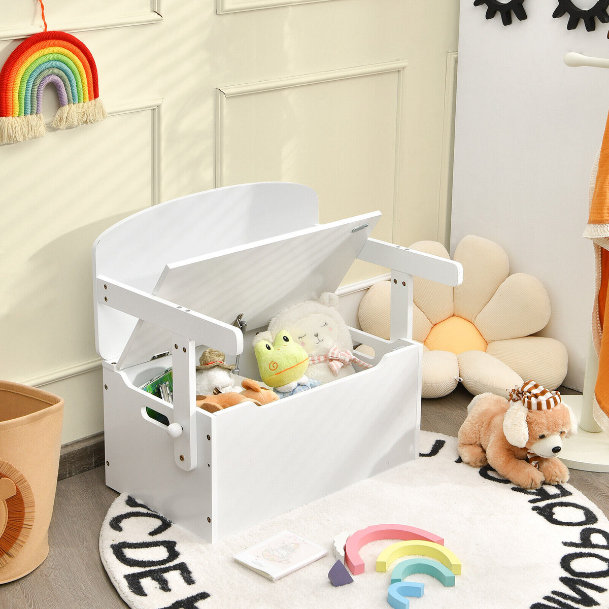 3 in 1 Kids Table and Chair Set Activity Bench Wooden Toy Storage Box 3 7 Years