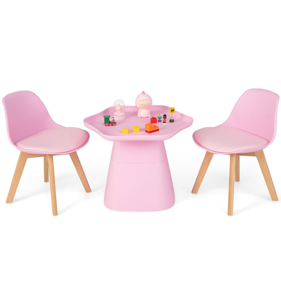 3 PCS Kids Table and Chairs Set Toddler Activity Table and Chairs with Backrest
