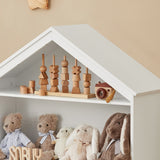 Montessori Eco-Wooden Dolls House Bookcase | Portable Toy Storage | White | 1.14m High