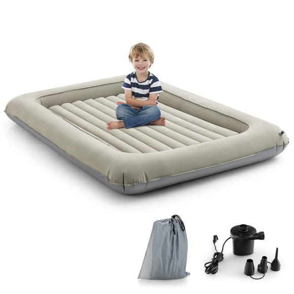 Quick Assemble Inflatable Portable Kids Travel Bed & Ball Pool | Mattress, Carry Bag & Air Pump | Beige | 18m+