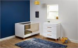 Melody 2-in-1 Cot & Toddler Bed | Snowdrop White & Corkscrew Pine
