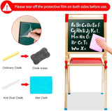 Kids Eco Conscious Wood Height Adjustable Easel | Whiteboard | Blackboard Double Easel