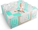 Large 14 Panel Non-Toxic | Recyclable Foldable Baby Playpen and Ball Pool with Mats | Modular | Neutrals