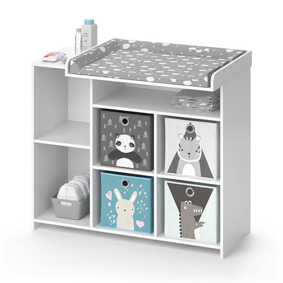 Scratch Resistant Baby Changing Unit | 7 Storage Pockets | High Quality Modern Design | 113 x 100 x 53cm | White