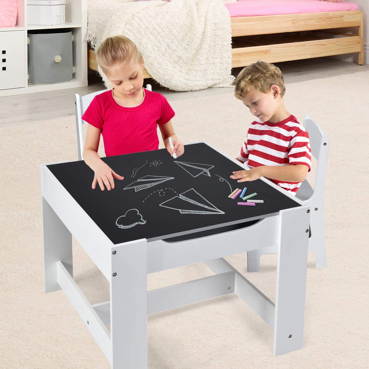 Ensemble Table et Chaises Enfant 12 mois Montessori - Blanc