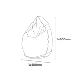 Dimensions of red bean bag H600 x W400mm