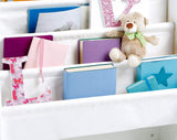 Perfect for toys and other bits and pieces,  this storage unit comes with 4 large canvas pockets and is at kiddy height.