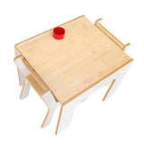 Little Helper FunStation white wooden kids table & 2 chairs set for twice the fun - play with siblings or friends