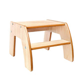 This natural two step wooden step stool from Little Helper is finished to a high standard and is robust and durable