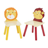 Monkey and lion wooden kids table and chairs for arts and crafts