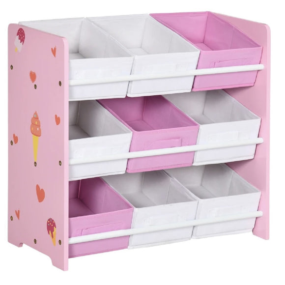 Sweetheart Storage Unit with 9 Removable Storage Baskets | Toy Box Organiser with Shelf | Pink | 3 Years+.