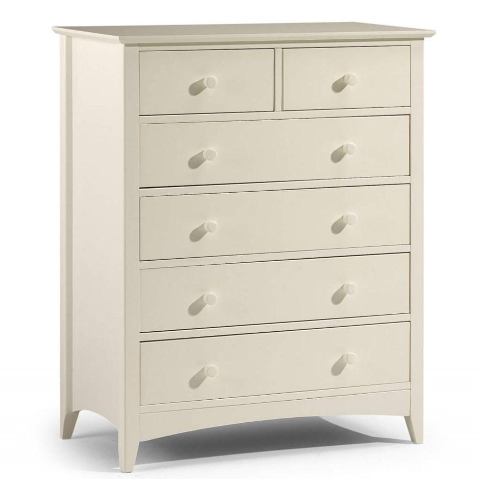 Classic Shaker Style Solid Pine Chest of Drawers 6 Drawers Ivory White