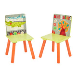 Includes 2 matching wooden chairs with jungle safari themed designs