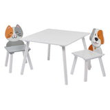 Modern kids furniture, developed to comfortably accommodate two children with matching chairs.